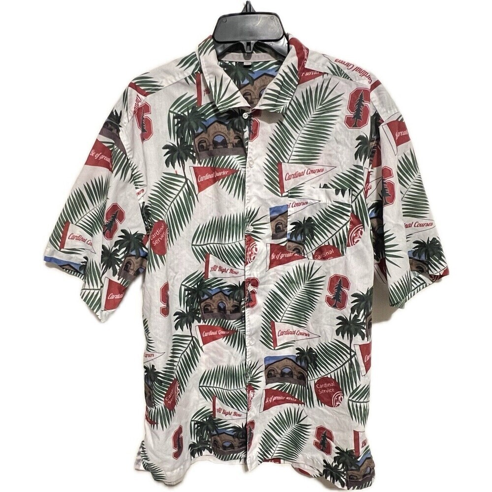 Men's Stanford University Cardinal Hawaiian Shirt Size L - Tropical Aloha Style